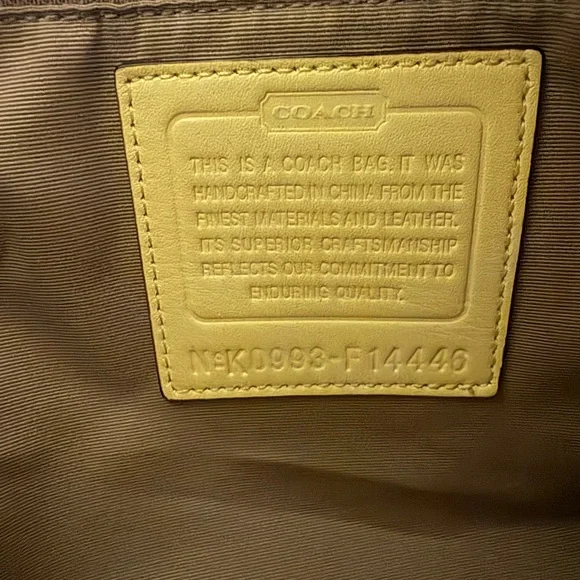 Coach Khaki Brown Yellow Signature Jacquard Leather Crossbody Bag - Picture 2 of 9